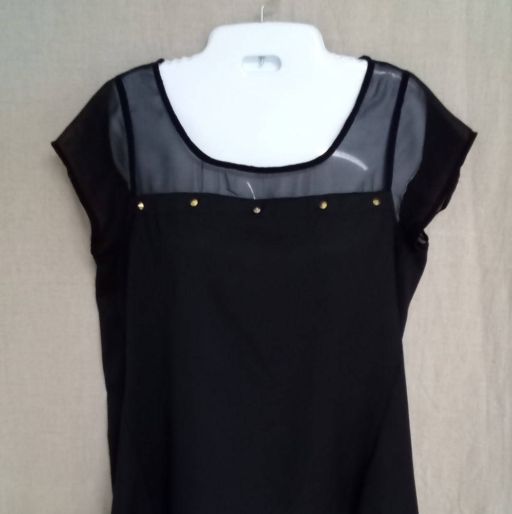 Blu Pepper Sheer Neckline Tunic, Size S